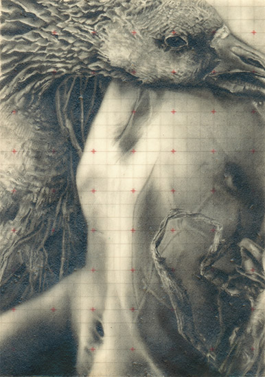     crayon graphite / papier paraffin&eacute; - 12,5 x 8,5 cm